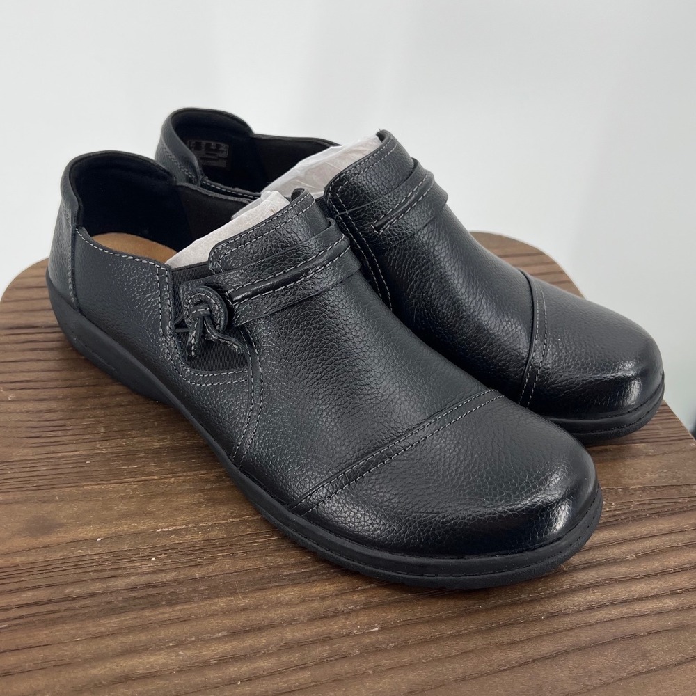 Clarks Cheyn Madi Black Leather Slip On Loafers Shoes Womens 9 M NWT